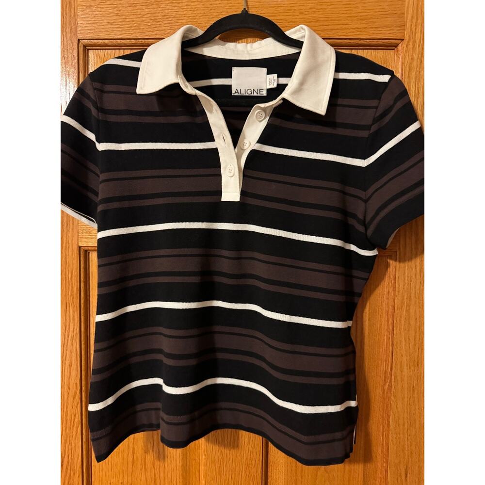 ALIGNE Maiden Organic Cotton Stone Polo Shirt - Women's Size 12 - Picture 5 of 7